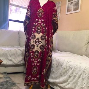 Womens Bohemian Casual red print dress